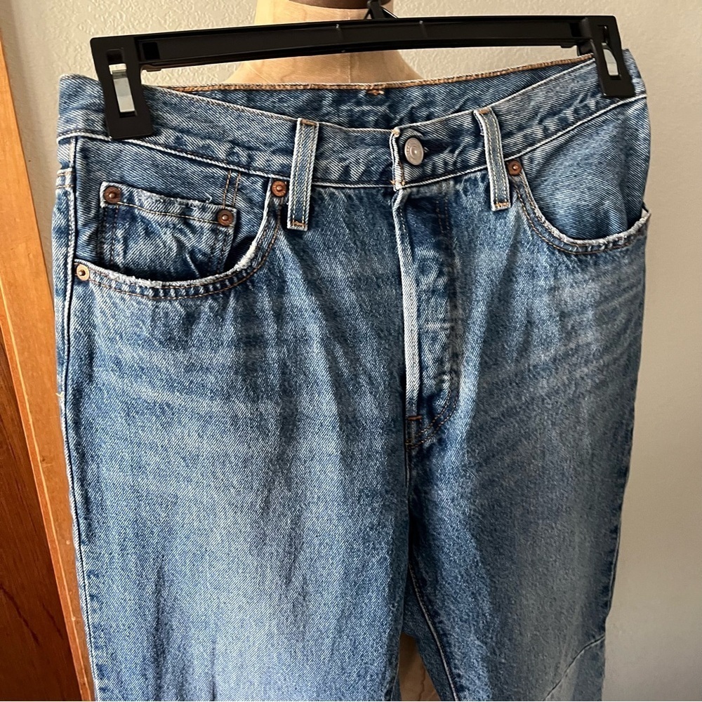 LEVIS sz 29 x 30 150th Anniversay 501 Button Fly Blue Denim Jeans Splice - Picture 5 of 14